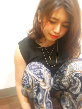「ペイズリー柄パンツ」｜「アイテム（Tシャツ/カットソー）」を使った、yuka♤ﾕｶﾎﾞﾘｯｸ♤さん（レディース・164cm）の夏コーディネート