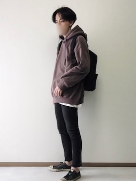 「GU（ジーユー）のアイテム（バックパック/リュック）」を使った、Takmiさん（メンズ・172cm）の春コーディネート