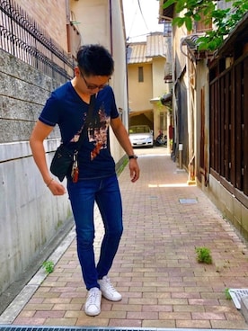 「HUGO BOSS（ヒューゴボス）のアイテム（Tシャツ/カットソー）」を使った、0chさん（メンズ・167cm）の春コーディネート