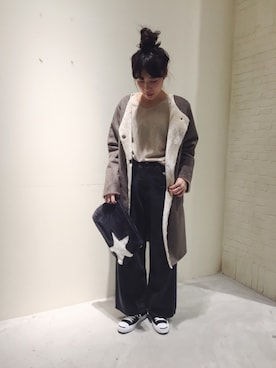 「niko and...（ニコアンド）のアイテム（ムートンコート）」を使った、yokoさん（レディース・161cm）の秋コーディネート