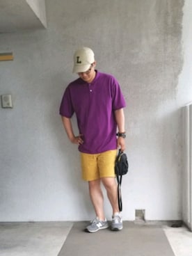 「GLOBAL WORK（グローバルワーク）のアイテム（ポロシャツ）」を使った、きんぐ　さん（メンズ・172cm）の夏コーディネート