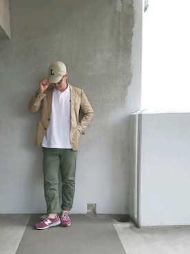 「LACOSTE（ラコステ）のLACOSTE/ラコステ/『L』logo 6panel twill cap/『L』ロゴ6パネルツイルキャップ（キャップ）」を使った、きんぐ　さん（メンズ・172cm）の春コーディネート