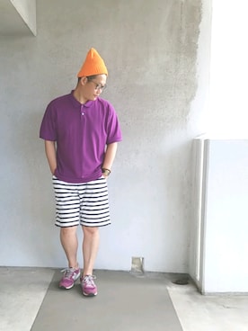 「GLOBAL WORK（グローバルワーク）のアイテム（ポロシャツ）」を使った、きんぐ　さん（メンズ・172cm）の夏コーディネート