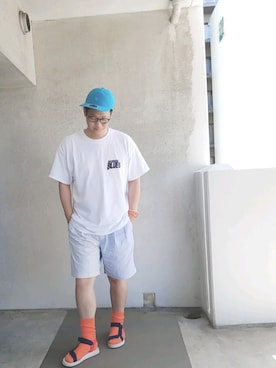「BEAMS（ビームス）のBEAMS / カラー リブソックス（ソックス/靴下）」を使った、きんぐ　さん（メンズ・172cm）の夏コーディネート