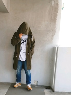 「BEAMS（ビームス）のアイテム（モッズコート）」を使った、きんぐ　さん（メンズ・172cm）の秋コーディネート