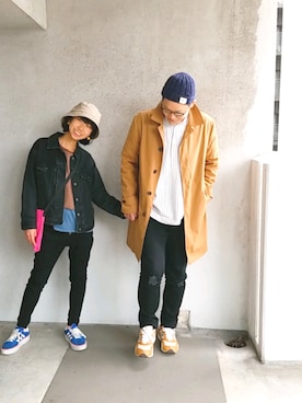 「JOURNAL STANDARD（ジャーナルスタンダード）のアイテム（ステンカラーコート）」を使った、きんぐ　さん（メンズ・172cm）の冬コーディネート