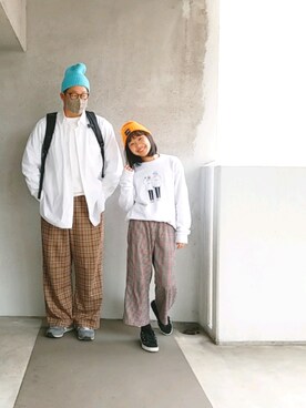 「THE CASUAL（カジュアル）のTRストレッチ タックルーズ ワイドテーパード スラックスパンツ（スラックス）」を使った、きんぐ　さん（メンズ・172cm）の冬コーディネート