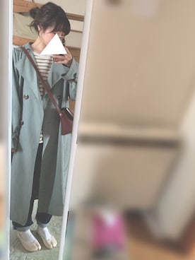 「select MOCA（セレクトモカ）のアイテム（トレンチコート）」を使った、guucoroさん（レディース・160cm）の春コーディネート