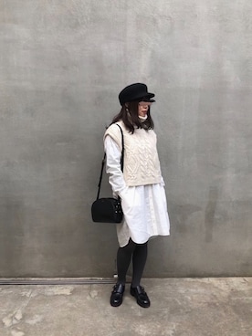 「ダブルモンク」｜「アイテム（シャツワンピース）」を使った、misatoさん（レディース・152cm）の冬コーディネート