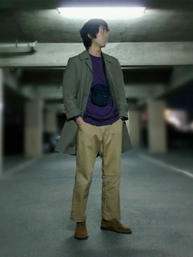 「ミニショルダー」｜「アイテム（その他アウター）」を使った、みかけだおしさん（メンズ・180cm）の冬コーディネート