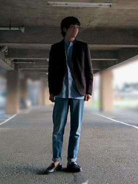 「A.P.C.（アーペーセー）のアイテム（テーラードジャケット）」を使った、みかけだおしさん（メンズ・180cm）の春コーディネート