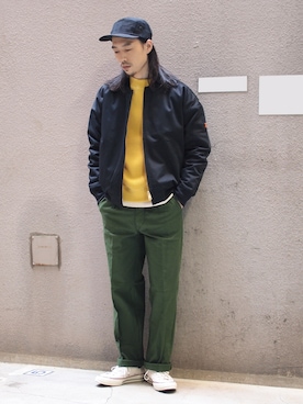 「UNIVERSAL OVERALL（ユニバーサルオーバーオール）のアイテム（ブルゾン）」を使った、Yasuhiro  Tsukamotoさん（メンズ・170cm）の秋コーディネート