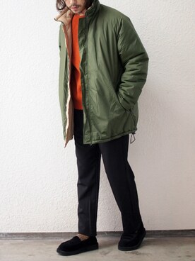 「suicoke（スイコック）のアイテム（スリッポン）」を使った、Yasuhiro  Tsukamotoさん（メンズ・170cm）の冬コーディネート