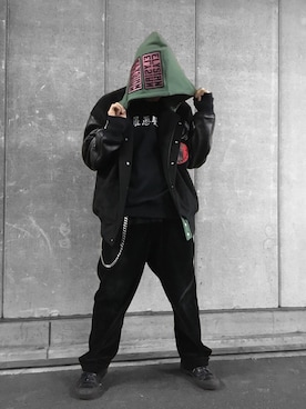 「PARADOX（パラドックス）のアイテム（スタジャン）」を使った、H>FRACTAL_Gentaさん（メンズ・175cm）の冬コーディネート