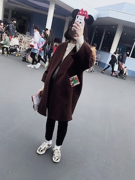 「ディズニーランド」｜「アイテム（その他アウター）」を使った、     shiさん（レディース・160cm）の冬コーディネート