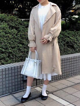 「Crisp（クリスプ）のアイテム（トレンチコート）」を使った、𝚗𝚊𝚋𝚎さん（レディース・162cm）の春コーディネート