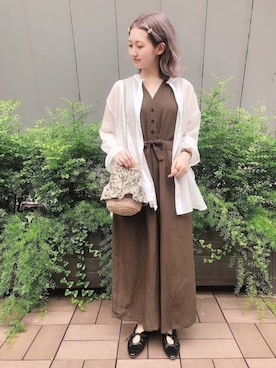 「Crisp（クリスプ）のアイテム（オールインワン・サロペット）」を使った、𝚗𝚊𝚋𝚎さん（レディース・162cm）の夏コーディネート