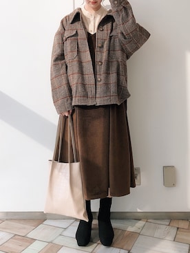 「Crisp（クリスプ）のアイテム（ブルゾン）」を使った、𝚗𝚊𝚋𝚎さん（レディース・162cm）の秋コーディネート