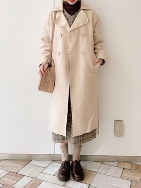 「Crisp（クリスプ）のアイテム（チェスターコート）」を使った、𝚗𝚊𝚋𝚎さん（レディース・162cm）の秋コーディネート
