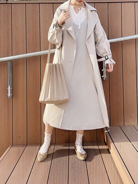 「Crisp（クリスプ）のアイテム（トレンチコート）」を使った、𝚗𝚊𝚋𝚎さん（レディース・162cm）の春コーディネート