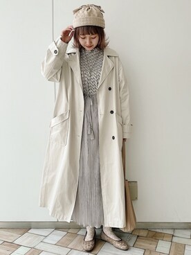 「シースルー」｜「アイテム（トレンチコート）」を使った、𝚗𝚊𝚋𝚎さん（レディース・162cm）の春コーディネート