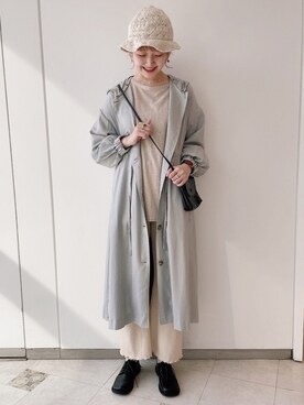 「Crisp（クリスプ）のアイテム（ステンカラーコート）」を使った、𝚗𝚊𝚋𝚎さん（レディース・162cm）の春コーディネート