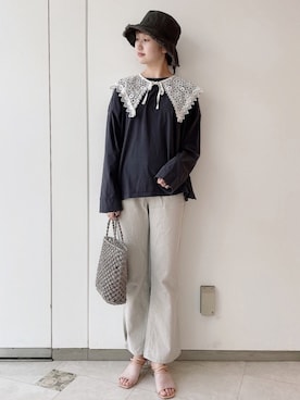 「Crisp（クリスプ）のアイテム（帽子）」を使った、𝚗𝚊𝚋𝚎さん（レディース・162cm）の春コーディネート
