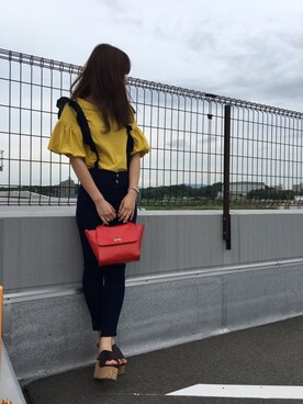 「バルーン袖」｜「アイテム（オールインワン・サロペット）」を使った、mih☻さん（レディース・160cm）の夏コーディネート