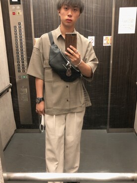 yugaさんの「ブライトポプリンリラックスレギュラーカラーオーバーCPOシャツ 1/2 sleeve(EMMA CLOTHES)」を使ったコーディネート