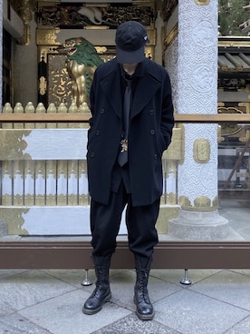 「Calvin Klein（カルバン・クライン）のアイテム（ピーコート）」を使った、ぐれさん（メンズ・180cm）の冬コーディネート