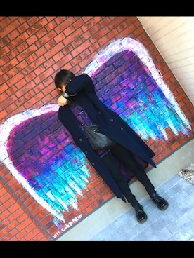 「リドム」｜「アイテム（メッセンジャーバッグ）」を使った、まっしゅまろさん（メンズ・169cm）の冬コーディネート