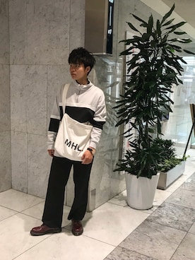 「BEAMS（ビームス）のアイテム（スラックス）」を使った、ゆうまさん（メンズ・168cm）の春コーディネート