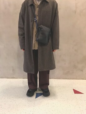 「BEAMS（ビームス）のアイテム（チェスターコート）」を使った、ゆうまさん（メンズ・168cm）の冬コーディネート