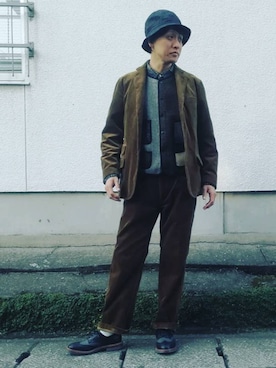 「FULLCOUNT（フルカウント）のアイテム（ハット）」を使った、LIFEGOESON.さん（メンズ・176cm）の秋コーディネート