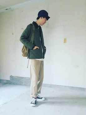 「FULLCOUNT（フルカウント）のアイテム（ハット）」を使った、LIFEGOESON.さん（メンズ・184cm）の冬コーディネート