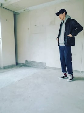 「FULLCOUNT（フルカウント）のアイテム（帽子）」を使った、LIFEGOESON.さん（メンズ・184cm）の冬コーディネート