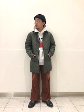 「LAVENHAM（ラベンハム）のアイテム（ナイロンジャケット）」を使った、きのこさん（メンズ・166cm）の冬コーディネート