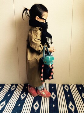 「AZUL by moussy（アズールバイマウジー）のアイテム（ワンピース/ドレス）」を使った、monioさん（キッズ・90cm）の冬コーディネート