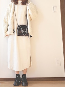 「消えそうな色コーデ」｜「アイテム（ブルゾン）」を使った、mamoさん（レディース・155cm）の冬コーディネート