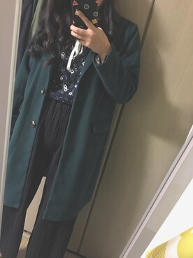 「RETRO GIRL（レトロガール）のアイテム（チェスターコート）」を使った、Sunny さん（レディース・163cm）の秋コーディネート