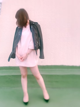 「eimy istoire」｜「アイテム（ライダースジャケット）」を使った、サトリさん（レディース・168cm）の春コーディネート