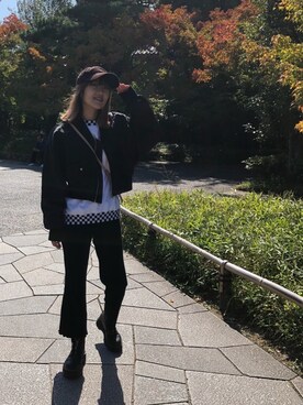 「FOREVER 21」｜「アイテム（MA-1）」を使った、ASUKAさん（レディース・160cm）の秋コーディネート