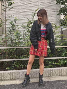 「jouetie（ジュエティ）のアイテム（MA-1）」を使った、ASUKAさん（レディース・160cm）の秋コーディネート