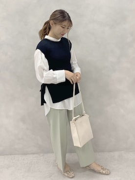 「アイテム（ベスト）」を使った、咲栄さん（レディース・155cm）の春コーディネート