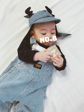 「babygap」｜「アイテム（サロペット/オーバーオール）」を使った、NO.8さん（キッズ・70cm）の冬コーディネート