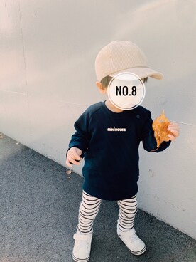 「MIKI HOUSE（ミキハウス）のアイテム（スウェット）」を使った、NO.8さん（キッズ・80cm）の秋コーディネート