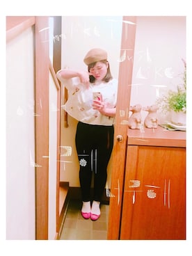 「flower」｜「アイテム（ハンチング/ベレー帽）」を使った、Ryoch☻nさん（レディース・163cm）の春コーディネート