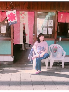 「ぽっちゃり、夏」｜「アイテム（ジャケット/アウター）」を使った、Ryoch☻nさん（レディース・163cm）の春コーディネート
