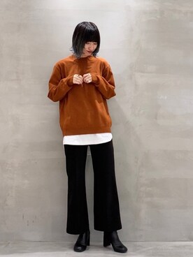「ゆるニット」｜「アイテム（チュニック）」を使った、omaさん（レディース・163cm）の秋コーディネート