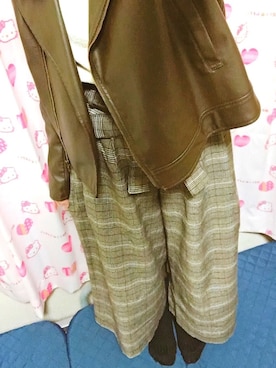 「KOBE LETTUCE」｜「アイテム（ライダースジャケット）」を使った、（りさ・ω・）／さん（レディース・152cm）の秋コーディネート